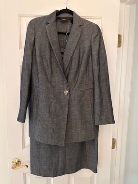 Akris Vintage Double Faced Wool Blend Skirt Suit One-Button Blazer Size US 12